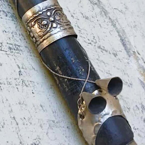 Authentic VTG Wood with Embossed Silver Metal Religious Trinkets Vampire Stake - Picture 5 of 9